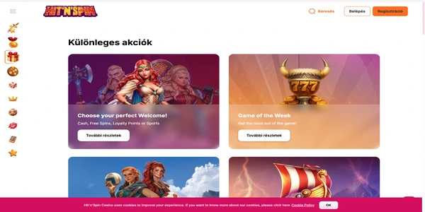 Hit'n'Spin Casino welcome bonus page on mobile