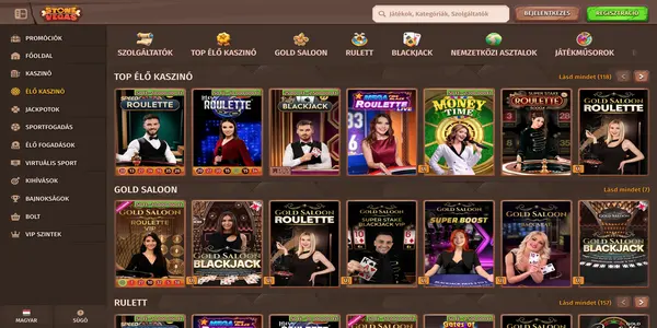 StoneVegas Casino live casino selection on mobile