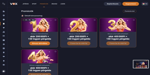 Vox Casino welcome bonus page on mobile