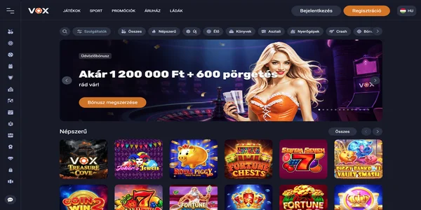 Vox Casino mobile home screen